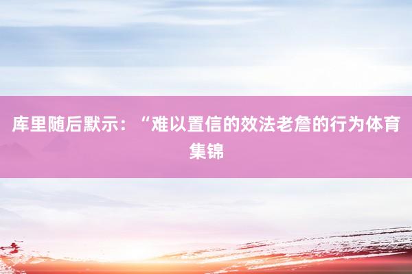 库里随后默示：“难以置信的效法老詹的行为体育集锦