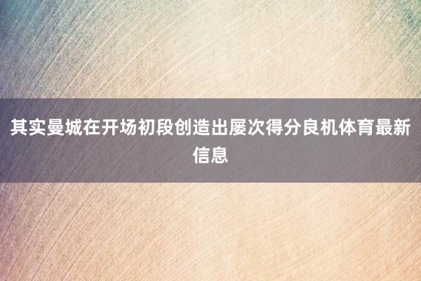 其实曼城在开场初段创造出屡次得分良机体育最新信息