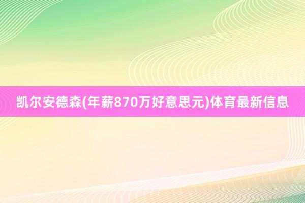 凯尔安德森(年薪870万好意思元)体育最新信息